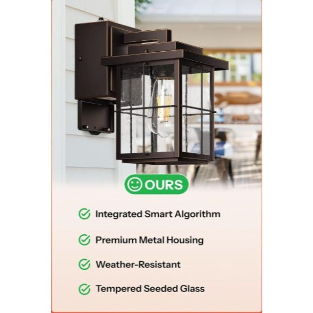 Gleamz Outdoor Wall Light with GFCI Outlet – Dusk to Dawn Sensor – ORB Gold Trim - Picture 7 of 16